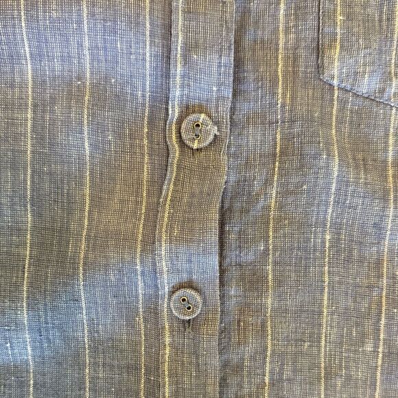 Barbara Katz Women's Blue Striped Button Down Shirt with a floral print back M - Picture 8 of 10